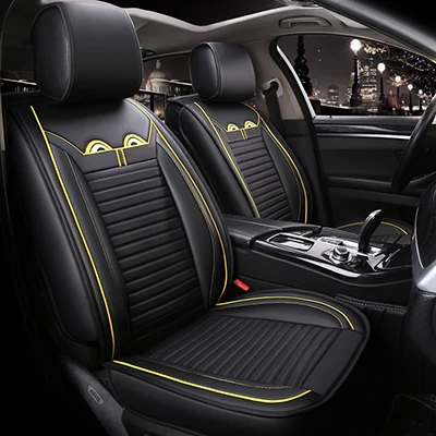 Black yellow WLMWL универсальный кожаный чехол для сиденья автомобиля для Skoda octavia fabia rapid superb kodiaq все модели yeti аксессуары для стайлинга автомобилей - Название цвета: Black yellow