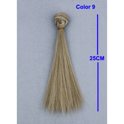 Color 9 1 шт 25*100 см коричневый льняной кофе черный коричневый натуральный цвет кукольный парик прямые толстые волосы для 1/3 1/4 1/6 BJD diy - Цвет: Color 9