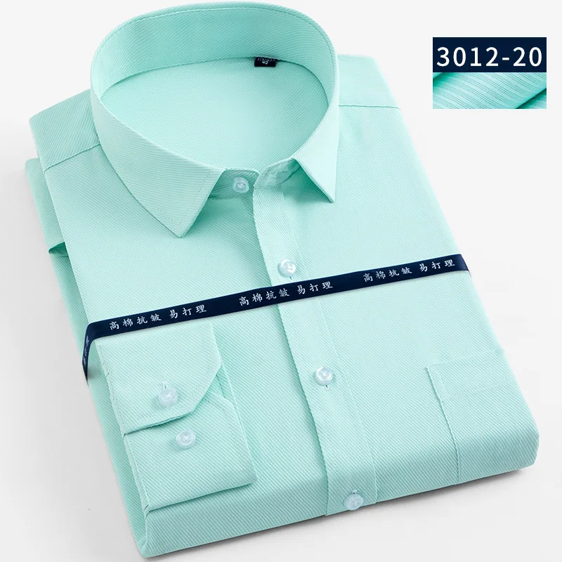 3012-20 Twill green Мужская одежда модные большие размеры 5XL 6XL 7XL 8XL полосатые/Саржевые мужские рубашки с длинным рукавом мужские рабочие Рубашки мужские топы - Цвет: 3012-20 Twill green