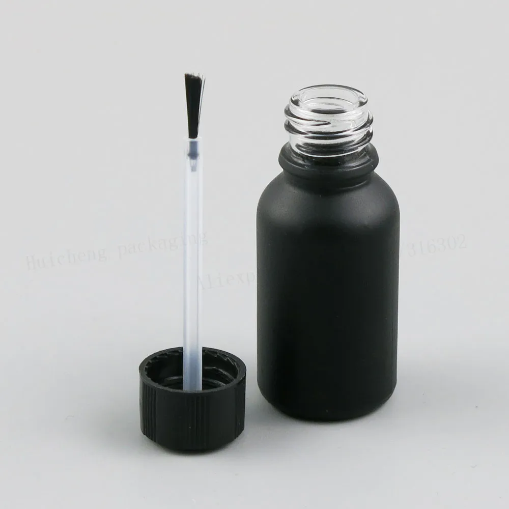 

200 x Matt Black Glass Essential Oil Bottle With Brush Cap 10ml 20ml 30ml 50ml 100ml Frost Black Glass Nail Polish Bottle