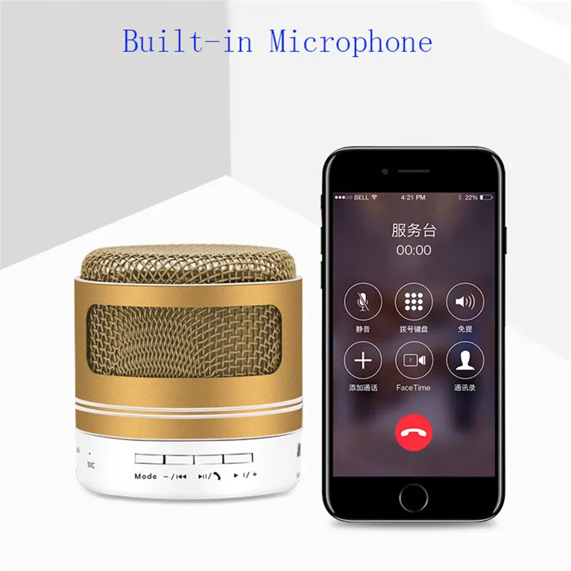 Mini Bluetooth Speaker Portable Wireless with Microphone Stereo Bass Column USB Loud Speakers for iPhone | Электроника