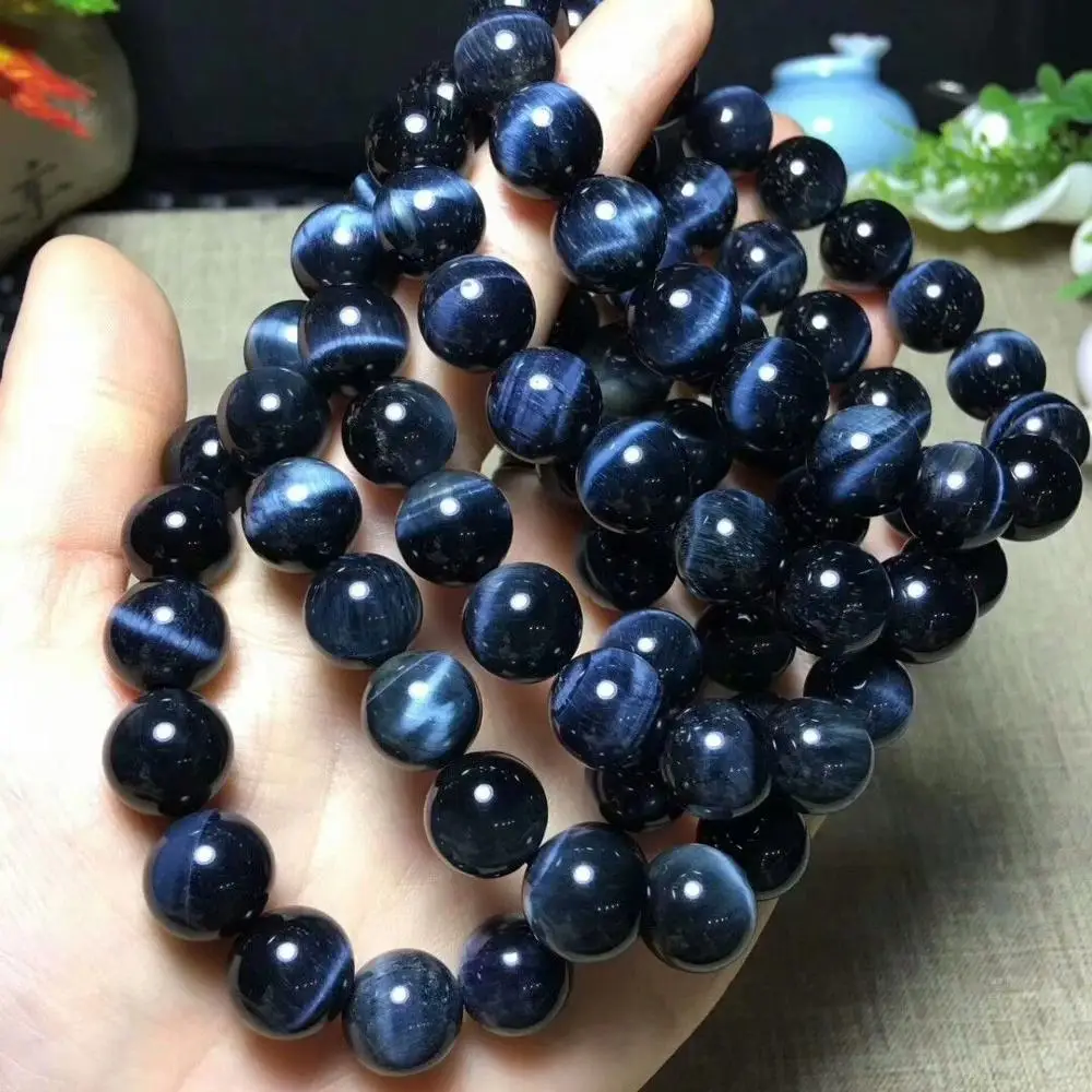 Натуральный Синий тигровый глаз фотобраслет AAAA 12 мм|bracelet|aaaa |