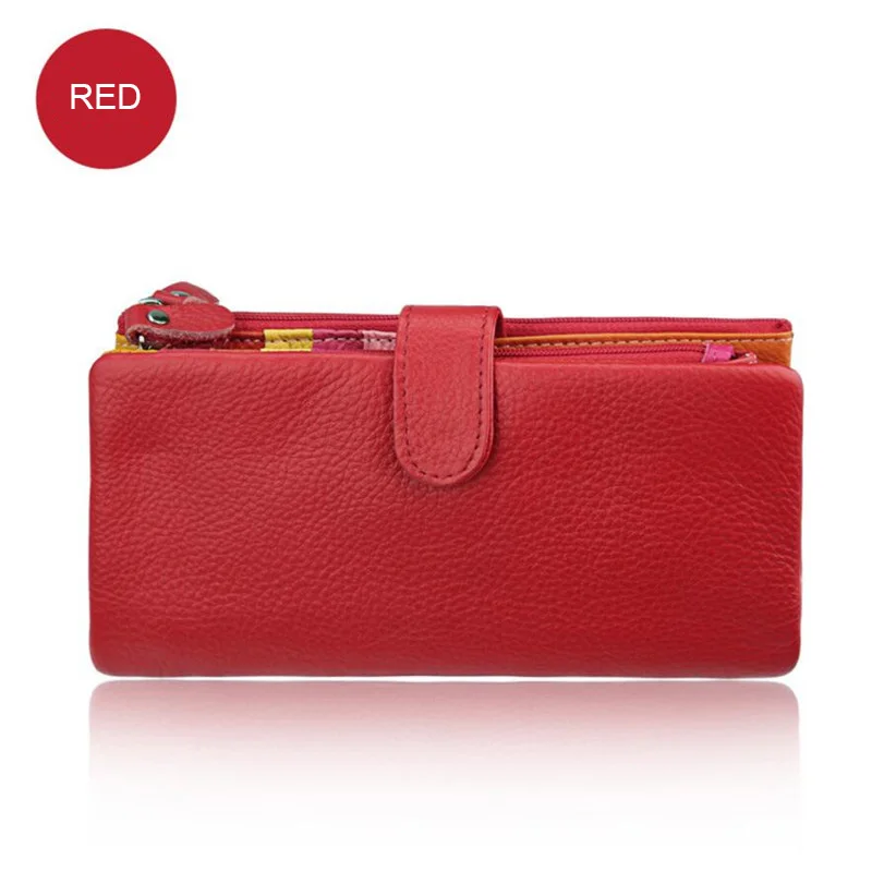 Red Новые Домашние тапочки из натуральной кожи, Для женщин кошельки леди длинный кошелек разноцветный чехол-портмоне с элегантные модные женские Для женщин клатч с держатель для карт - Цвет: Red