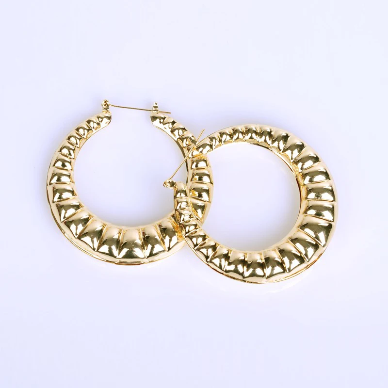 Hot Sale Large Basketball Wives Hoop Earrings Gold Bamboo Big Earring for Fashion Women Jewelry New Arrival Accessories | Украшения и
