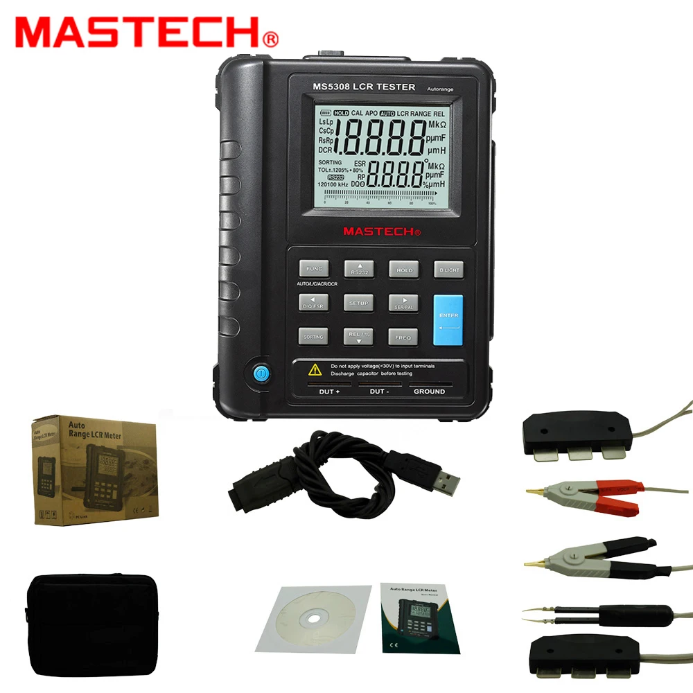 Портативный Измеритель LCR Mastech MS5308 с автоматическим диапазоном высокая