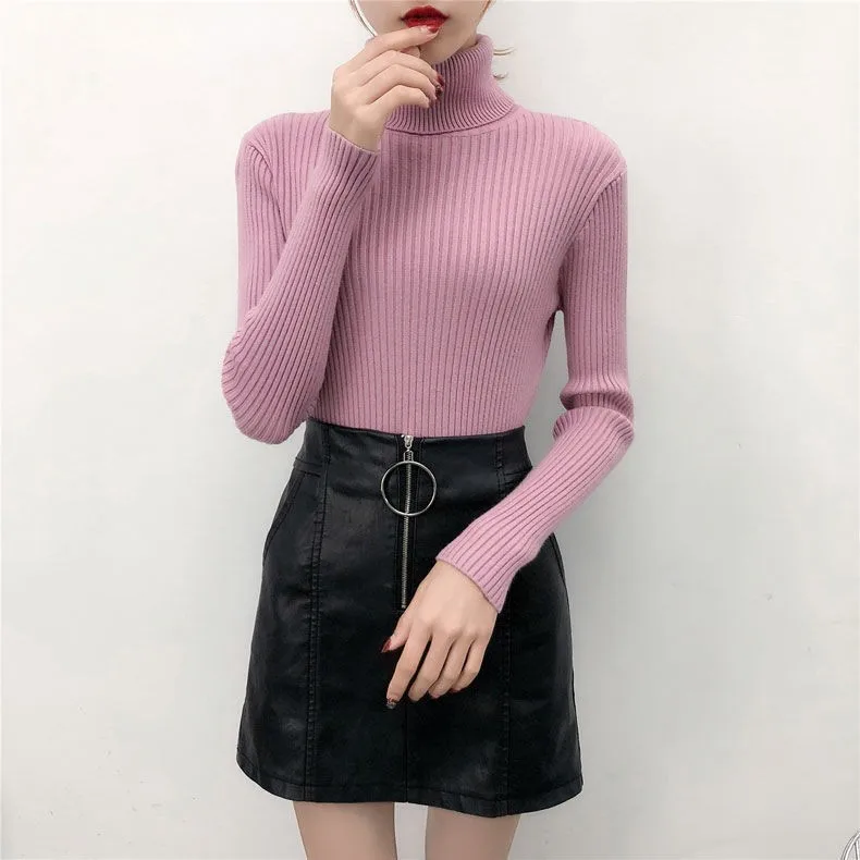 AIUJXK 2019 Autumn Women Turtleneck Knitted Sweaters And Pullovers Winter Fashion Slim Korean Jumper Top Female Pull Clothing |