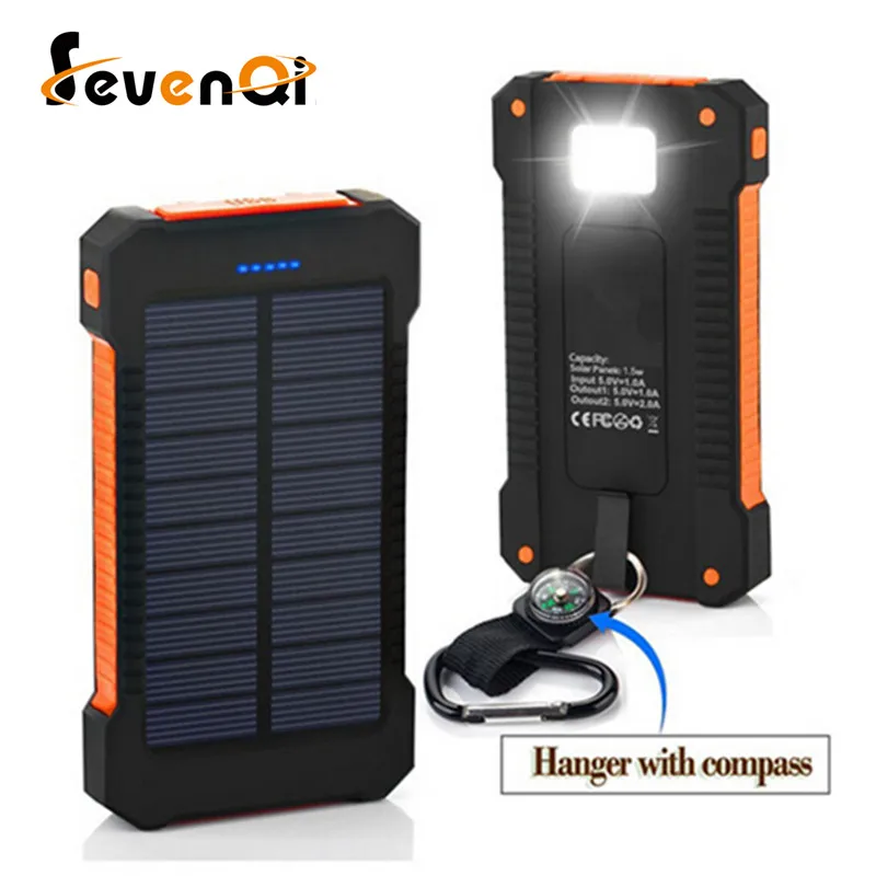 Водонепроницаемый Солнечное Зарядное Устройство 20000 мАч Power Bank Dual USB с