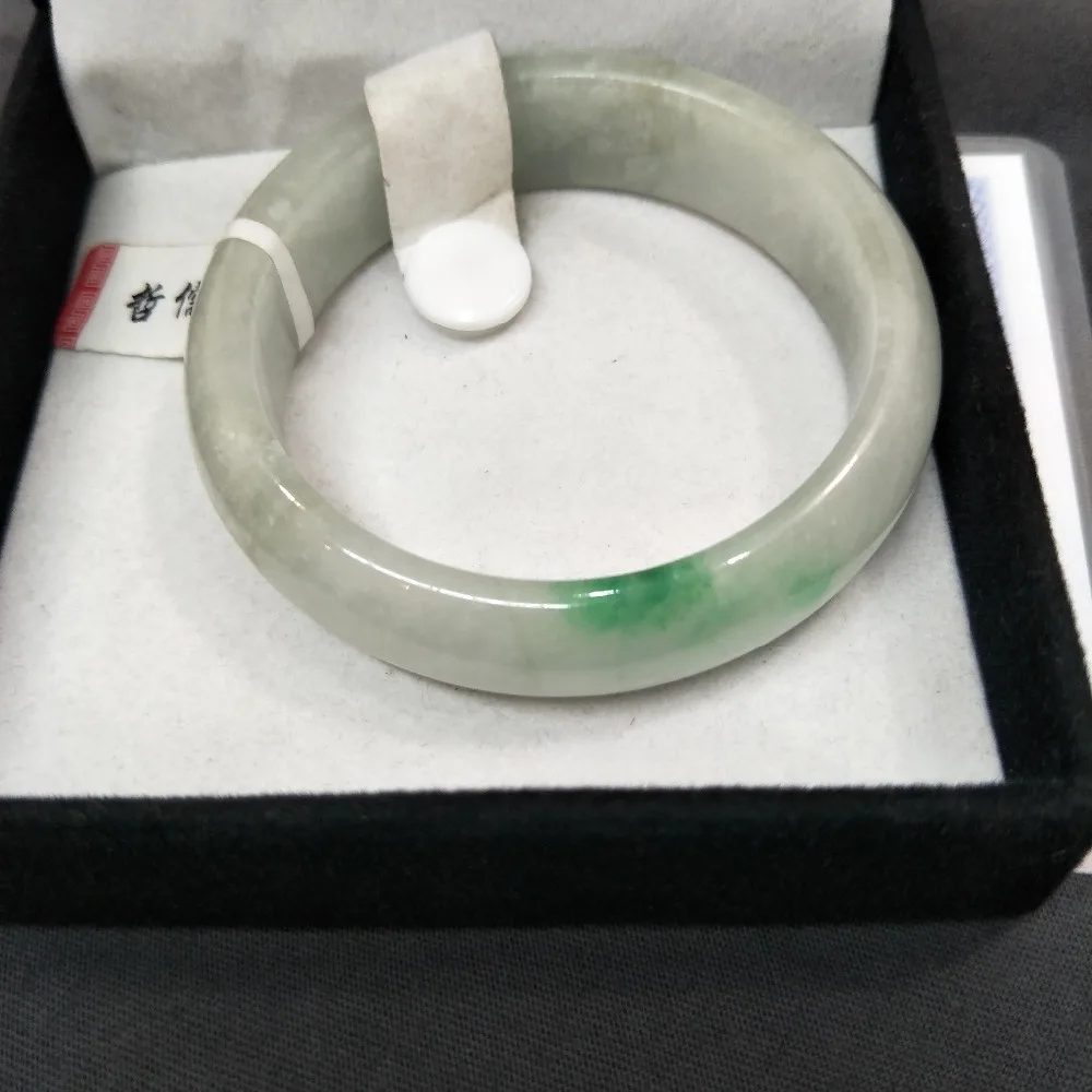 

Send A certificate natural Jadeite bracelet Elegant light snowflake light green 54-61mm female bracelet Jewelry