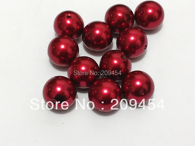 Оптовая продажа! Крупные круглые акриловые бусины с имитацией жемчуга красного