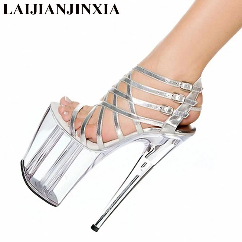 LAIJIANJINXIA 2018 Platform Womens shoes 20cm High Heels platform night club sandals super high heel dancing shoes E-201