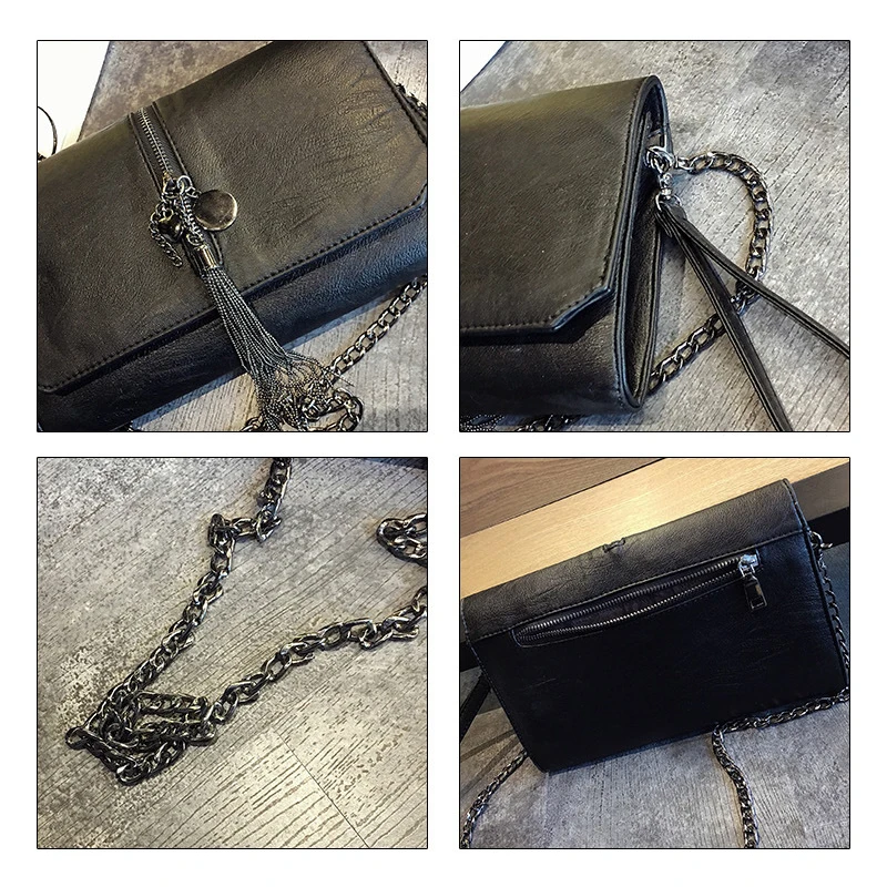 DIQQID Для женщин Курьерские сумки кожа сумка конверт женский Crossbody сумки для Для женщин цепи кисточкой сумка Сумки bolsa