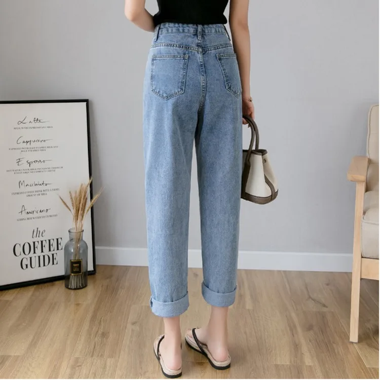 LIBERJOG High Waist Women Jeans Harem Pants Loose Autumn New Ankle-length Denim Trousers Thin Straight Women Pencil Pants