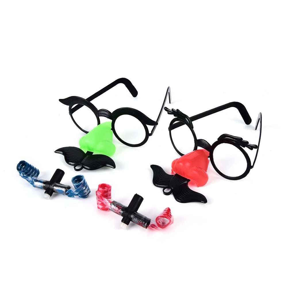 2 шт. забавные усы для носа клоуна очки свисток Костюм мяч круглая оправа