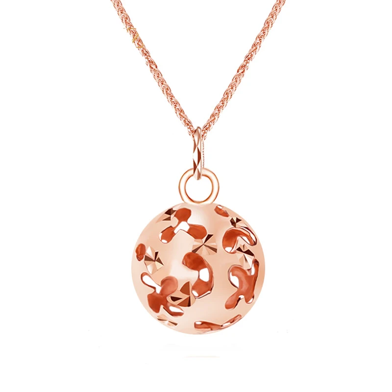 

Pure AU750 Rose Gold Hollow Ball Necklace Pendant Chain