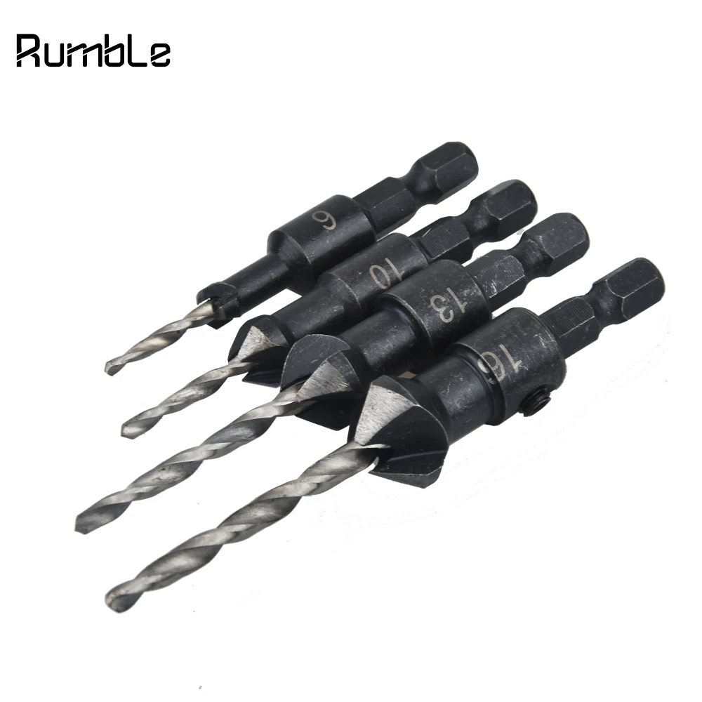 Набор сверл с потайной раковиной 4 шт. быстрорежущий шестигранный хвостовик #6 #10