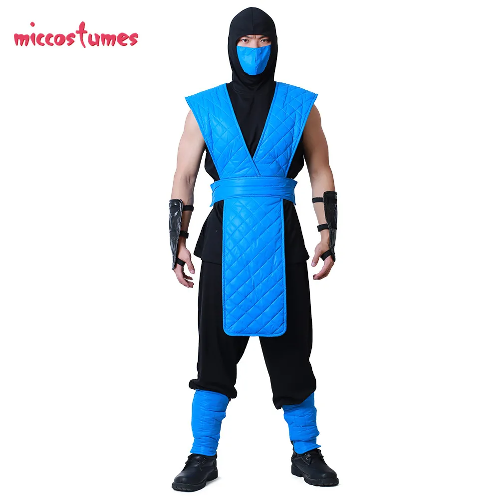 Shotokan ниндзя синий истребитель Хэллоуин Косплей Костюм Mortal Kombat полный косплей