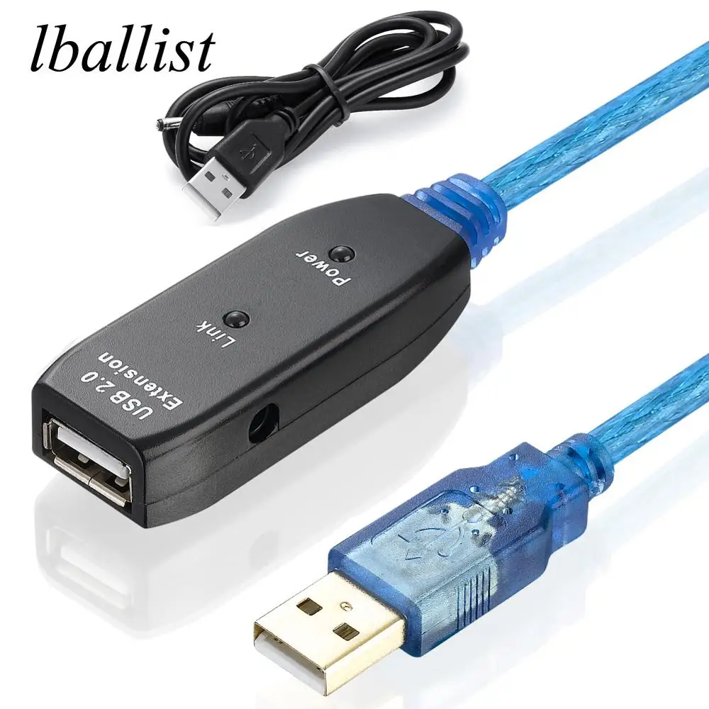 Lballist USB 2 0 Удлинительный кабель штекер гнездо M/F Активный ретранслятор встроенный
