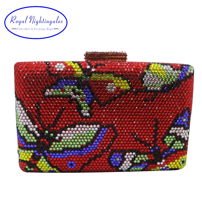 

Королевские ночные клатчи с красной бабочкой и кристаллами, вечерняя сумка и вечерние сумочки для женщин, оптовая продажа