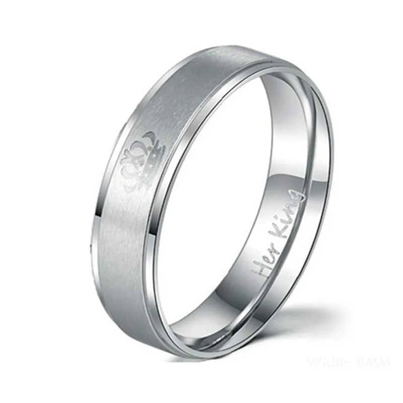 Silver King Новые модные парные кольца из нержавеющей стали ее король и его королева свадебные кольца для мужчин и женщин - Цвет основного камня: Silver King