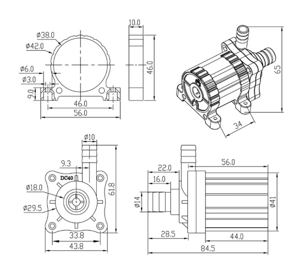 Aieoe микро 13 2 Вт 5 м 520L/ч DC12V с бесщеточным двигателем магнитным приводом