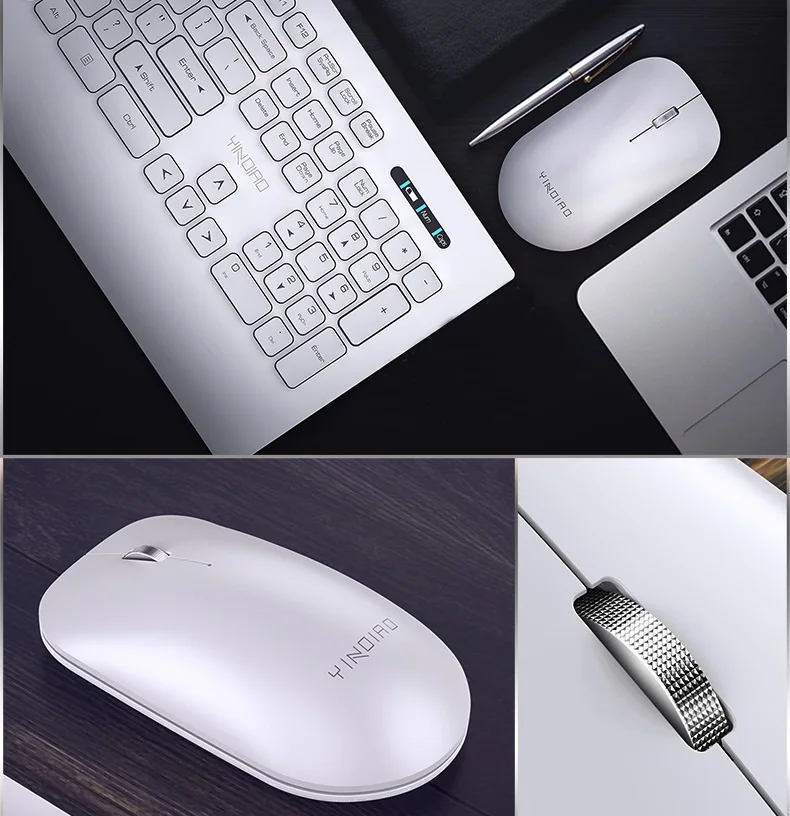 Тонкая эргономичная беспроводная клавиатура и мышь YINDIAO A6 с USB настольный