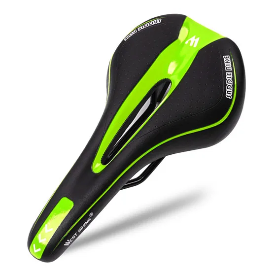 B Style Green WEST BIKING велосипедное седло из искусственной кожи MTB шоссейное Велосипедное переднее сиденье велосипедное седло для мужских дышащих полых подушек велосипедное седло - Цвет: B Style Green