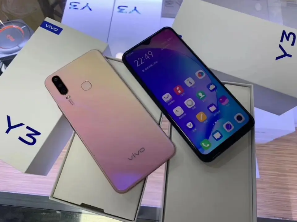 Vivo Y3, мобильный телефон, 6,35 дюймов, экран с каплями воды, 4 Гб ram, 128 ГБ rom, MT6765, Android 9, супер-широкоугольный фотоаппарат, 5000 мАч, смартфон