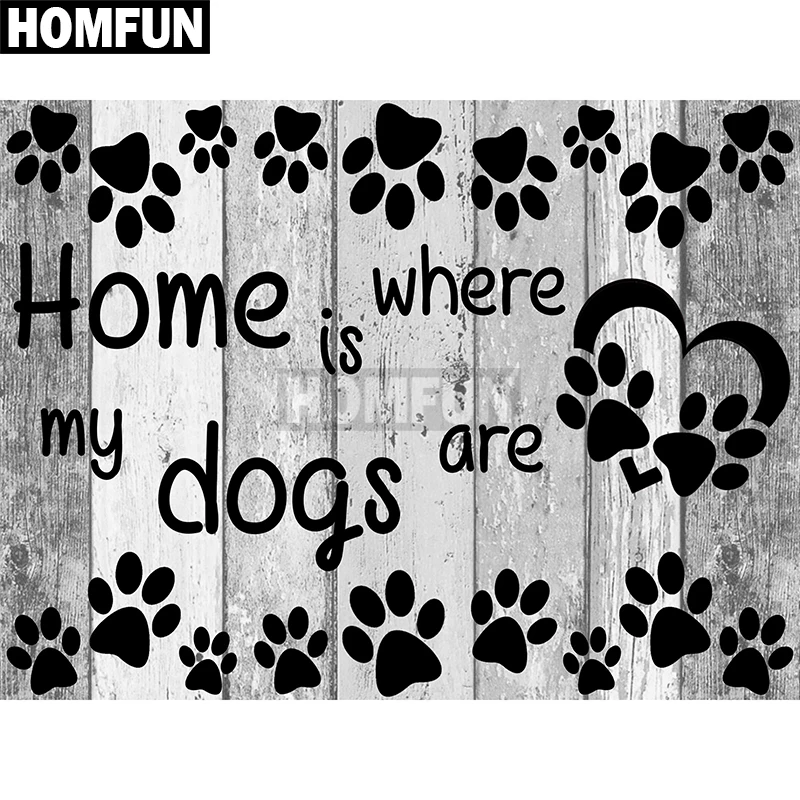 HOMFUN полный квадратный/круглый дрель алмазная живопись 5D «сделай сам» "Home& собаки" Алмазная Вышивка крестом 5D домашний декор горного хрусталя A00004