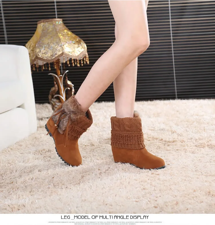 Fujin Autumn Winter New Boots Dropshipping European Station Plus Velvet Wool Inner Raised Boots Sanding Leather Snow Boots