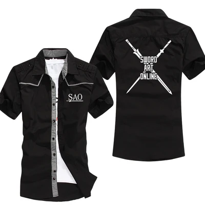 Новинка, высокое качество, аниме, меч, онлайн, Kirigaya Kazuto, костюм аниме для косплея, модная мужская и женская футболка с пуговицами - Цвет: black-6