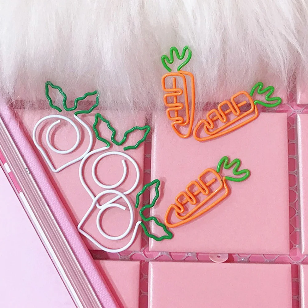 10 Pcs/set Kawaii Metal Vegetable Carrot Radish Clips Fruit Notes Folder Message Photo Paper Clip Stationery Memo | Канцтовары для