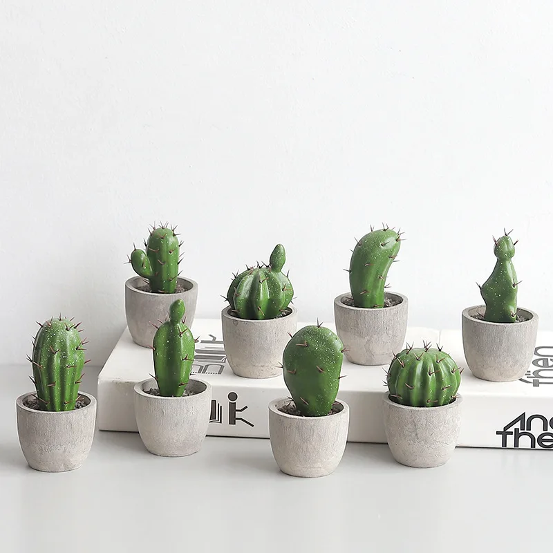 Artificial Cactus Potted Plant Cute Fake Nordic Home Garden Decor Succulent Plants for Farmhouse Office Desktop |