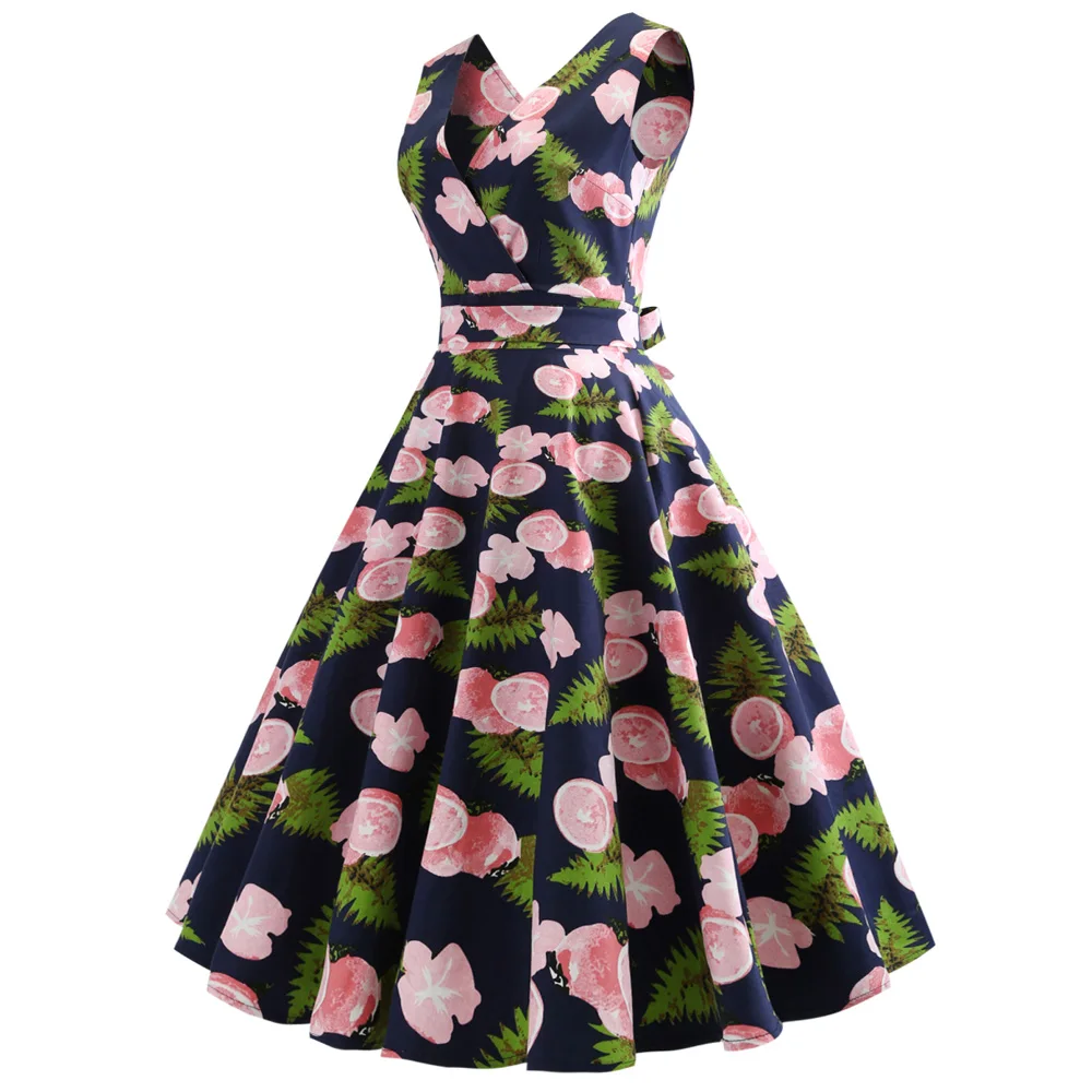 Женское винтажное платье в стиле ретро Joineles без рукавов с лимонным принтом