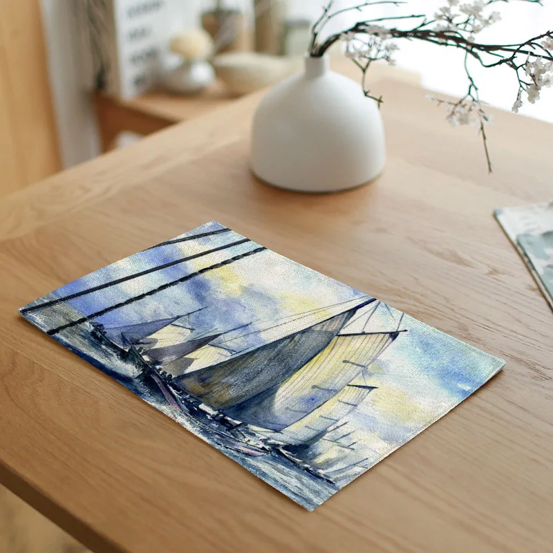 Винтажные салфетки из ткани для старого автомобиля порта Парусников лодок