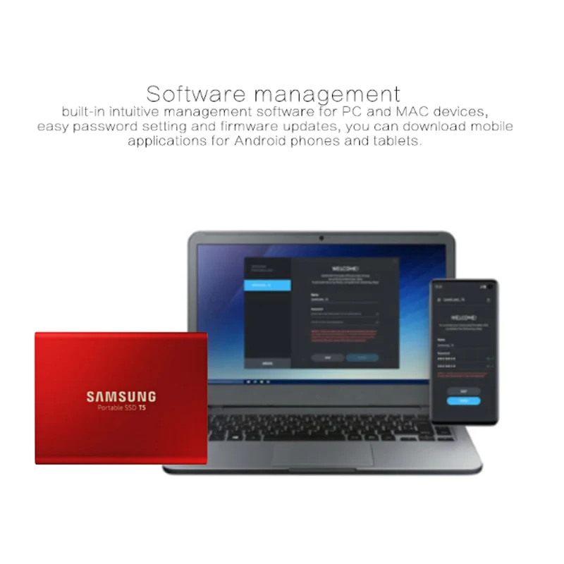 Samsung Портативный SSD T5 250 ГБ 500 1 ТБ внешний твердотельный накопитель HD Жесткий диск 2," USB 3,1 Gen2(10 Гбит/с) для ноутбука, настольного компьютера