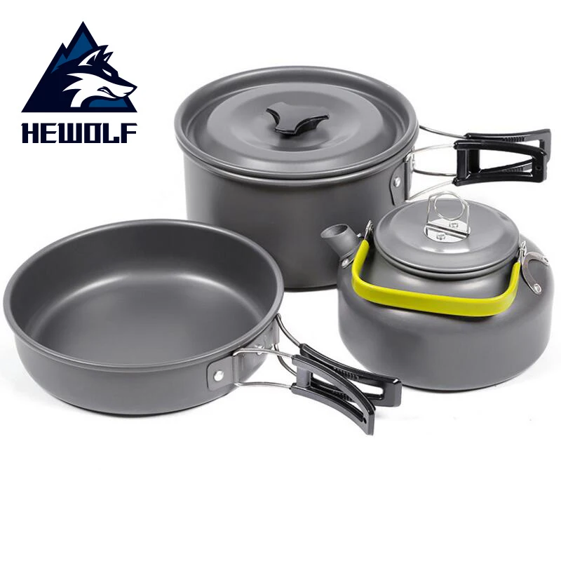 Black Hewolf открытый горшок чайник походная кухонная посуда алюминиевая складная посуда походная для пикника Походный набор для приготовления пищи оборудование для пикника - Цвет: Black