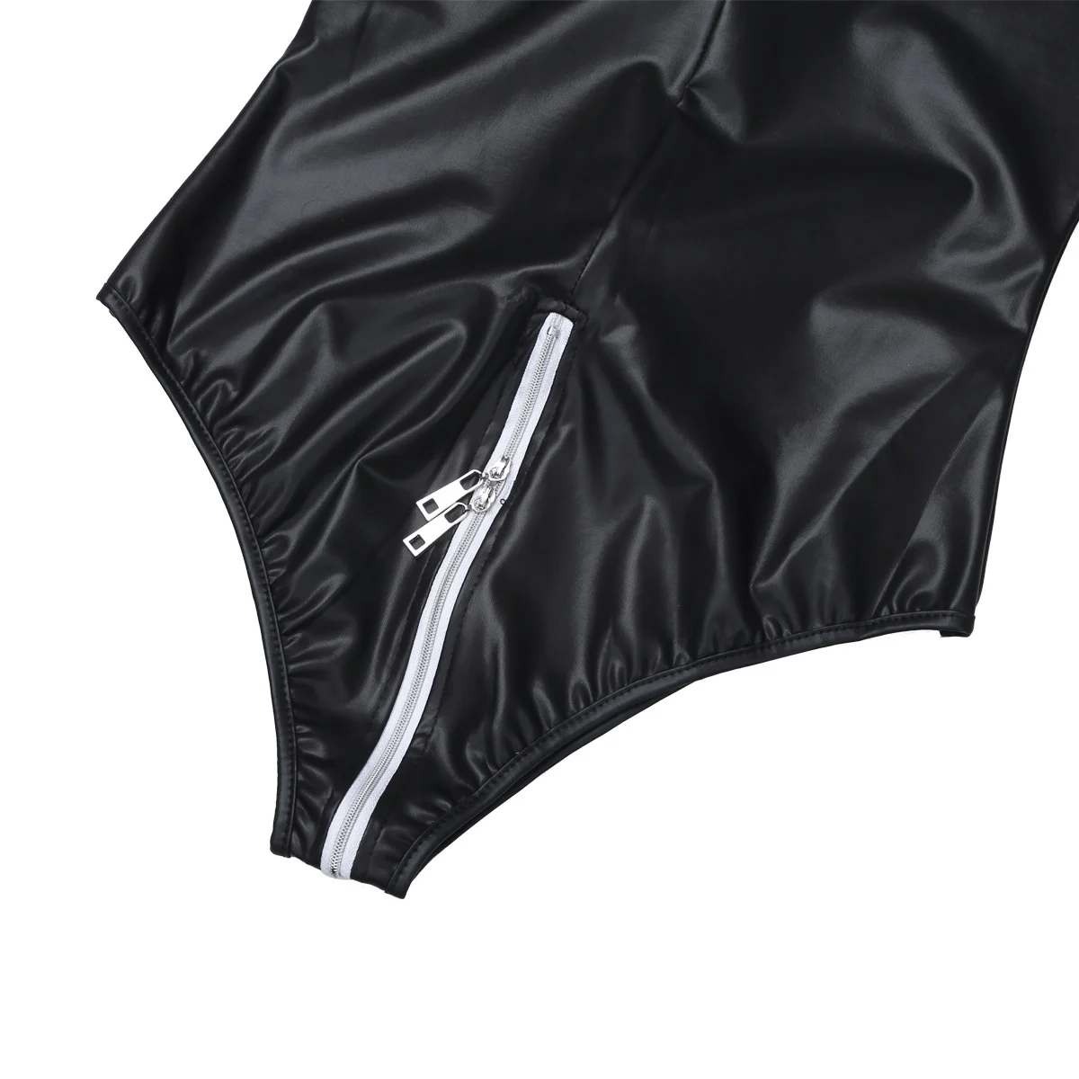 Женское белье латекс кожа боди с длинным рукавом на молнии сексуальный костюм