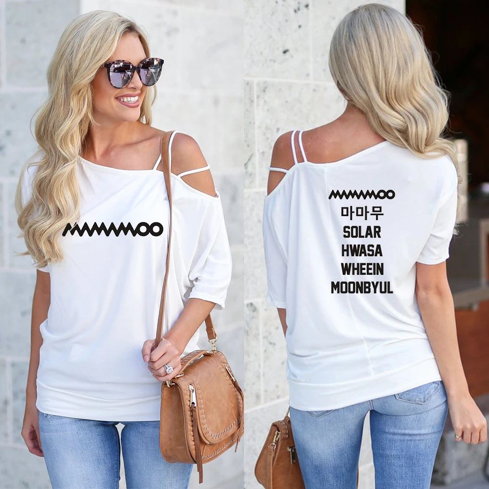 Женская футболка с одним плечом MAMAMOO Летняя Сексуальная коротким рукавом уличная
