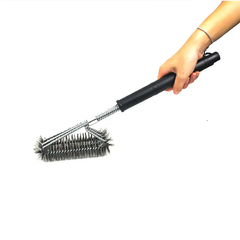 

Stainless Steel Non-stick Barbecue Grill BBQ Brush Clean Tool Wire Bristles Cleaning Brushes With Handle Durable Cook Accessory