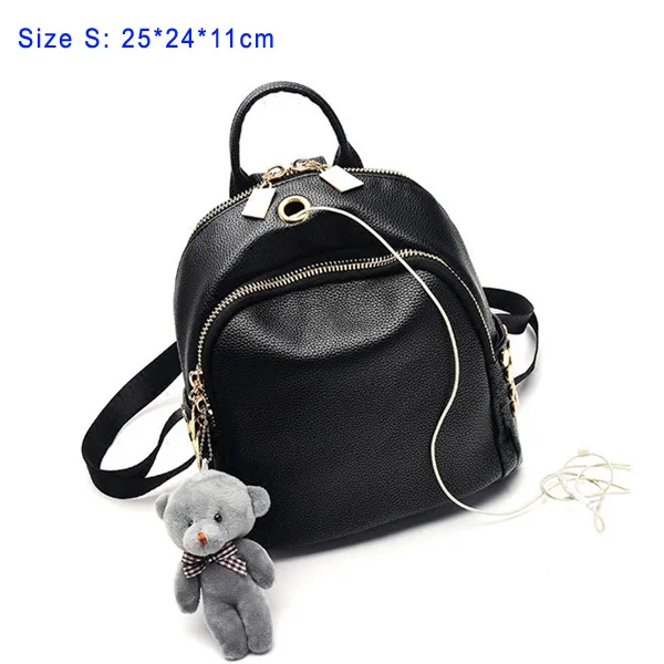 Full black size S Новая европейская женская сумка из натуральной яловой кожи, Модный Блестящий кожаный рюкзак в полоску, женская сумка - Цвет: Full black size S