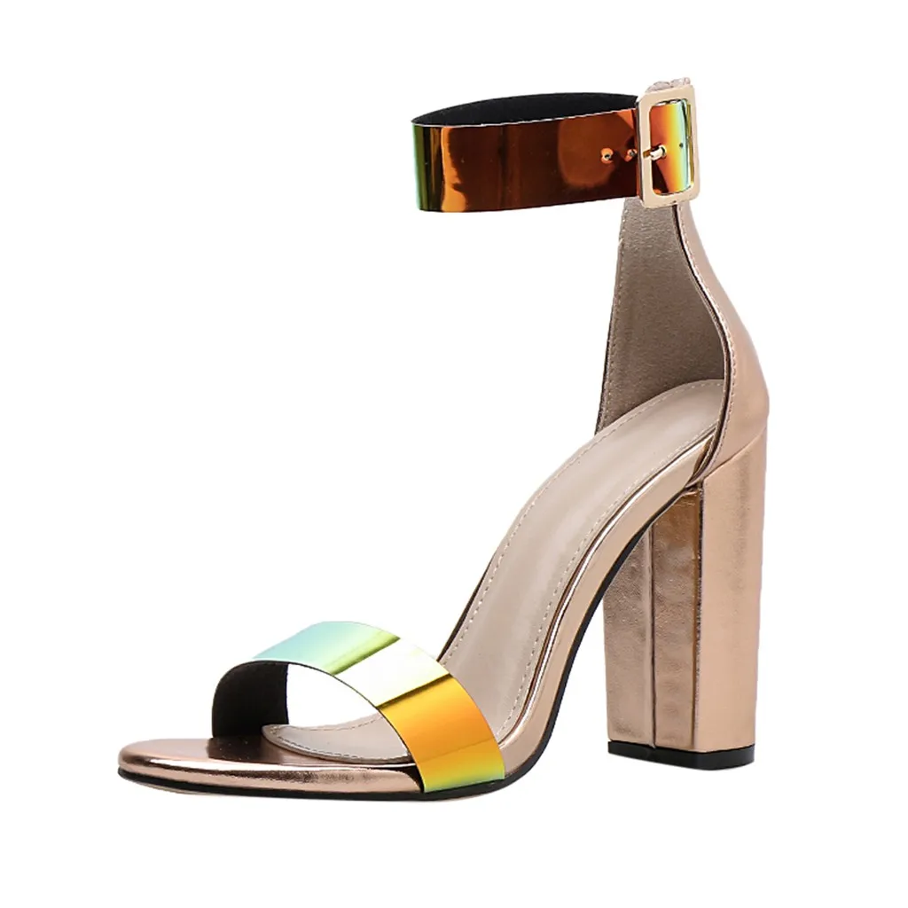 Босоножки Jaycosin женские на высоком каблуке пикантные сандалии толстом с цветными