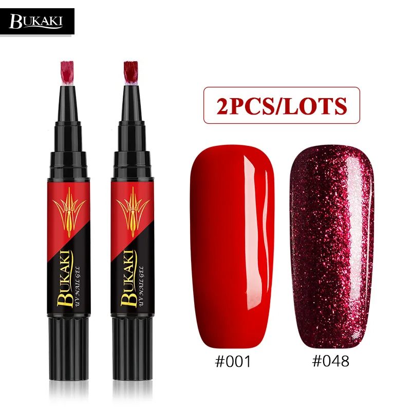 2PCS ZHG1297 BUKAKI 3 шт/2 шт один шаг ногтей, доттер для гель-лака 3 в 1 УФ Гель-лак для ногтей Французский сахар гибридные ногти искусство не нужно верхнее базовое пальто - Цвет: 2PCS ZHG1297