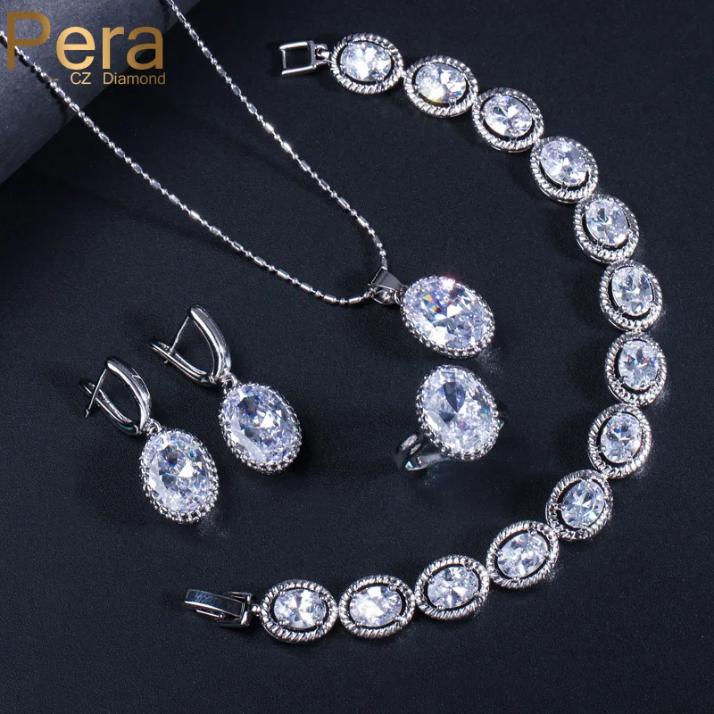 Pera элегантный женский набор украшений из 4 предметов сверкающий большой круглый