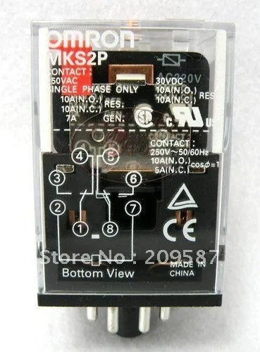 

1 set MKS2P DC 24V Power Relay 8-Pin 2NO 2NC 10A 250VAC DPDT With Base