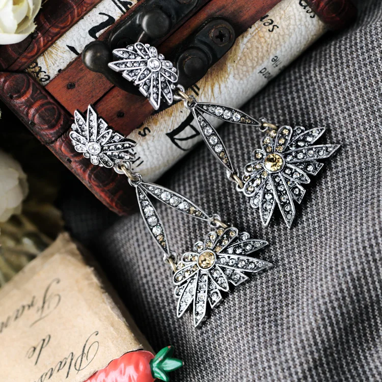 Турецкие серьги-качалки с каплями вечернее платье блестящие хрустальные цветы