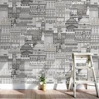 beibehang modern style black and white city architecture clothing store wallpaper wallpaper bedroom background wall paper