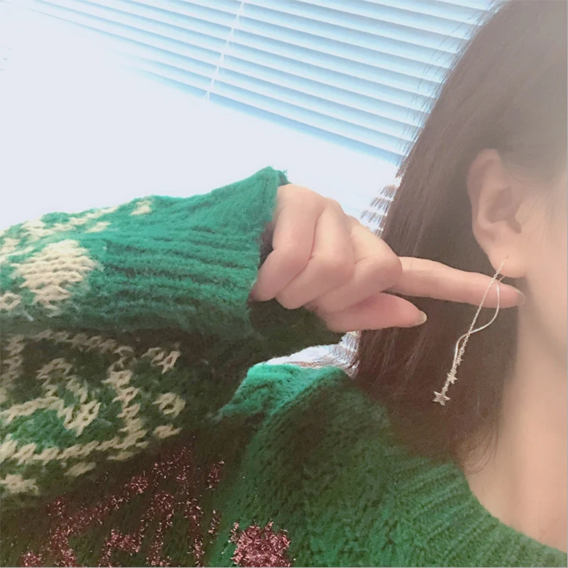 Fashion Women Earrings 2019 Cute Metal Star Water Wavy S Type Ear Line For Accessories Long Dangle Gift | Украшения и аксессуары