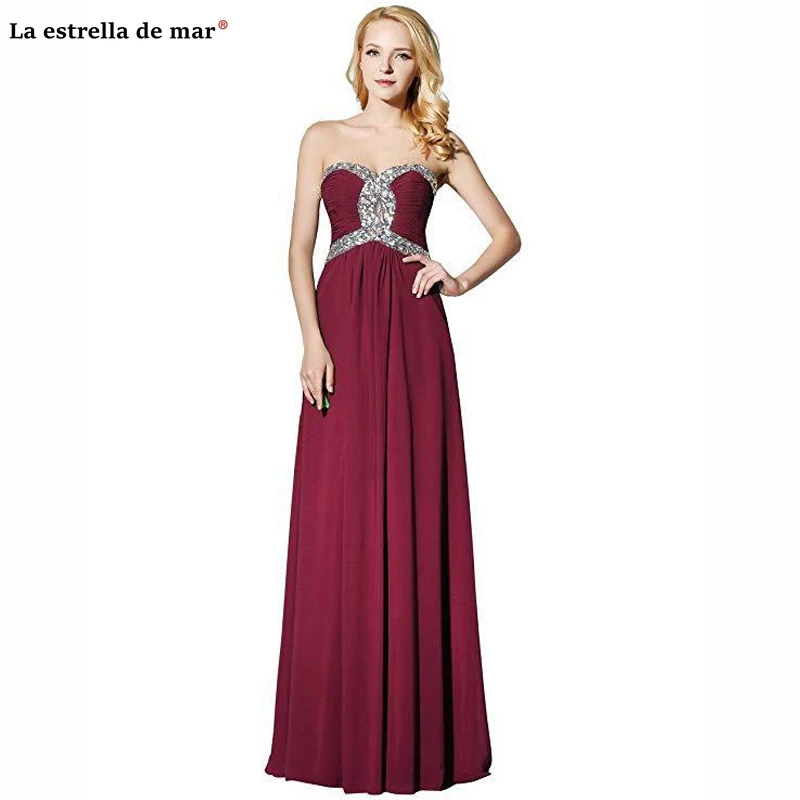 

Robe demoiselle d'honneur new chiffon crystal sexy sweetheart A Line burgundy royal blue turquoise navy blue lilac bridesmaid