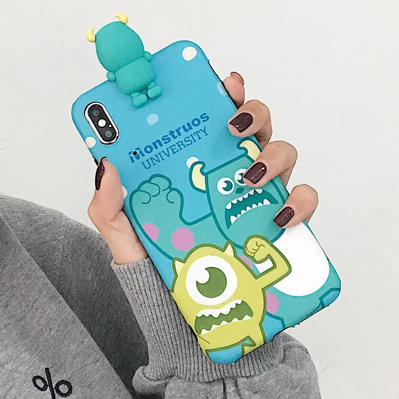 For iphone XR 3D Monsters Soft Case Cute Sullivan Mr Q matte skin back cover XS max X 7 7P 6 6sp 8 8plus |