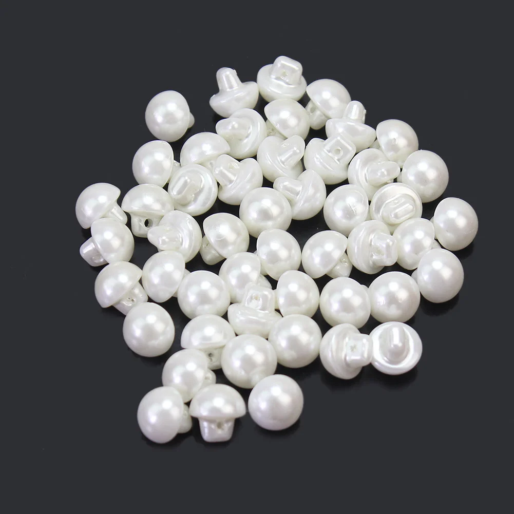 50 шт. 9 мм белые пуговицы с искусственным жемчугом для детской свадебной одежды |